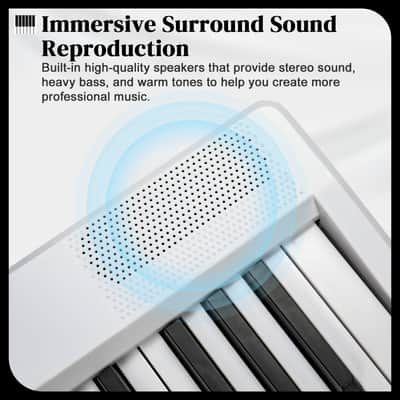 Glarry 88 Key Foldable Semi-Weighted Digital Keyboard - White image 4