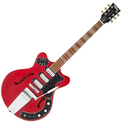 Vintage REVO Series 'Superthin' Guitar ~ Cherry Red image 1