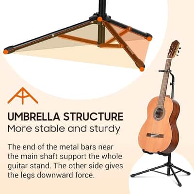 Guitar Stand Floor - Folding Universal Guitar Holder for Acoustic Electric Guitars Bass Guitar (Black) image 2
