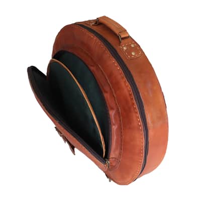 WerKens Leather Cymbal Bag 22" Front Pocket 16" for Hi Hats - Backpack - Brown image 2
