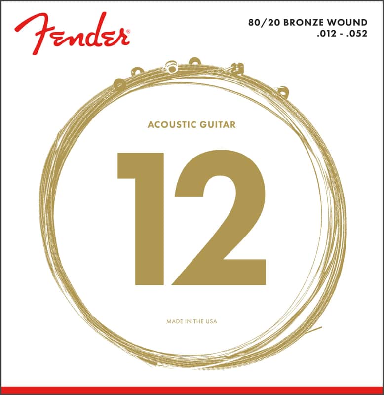 Fender 80/20 Bronze Acoustic Strings, Ball End, 70L .012-.052 Gauges, (6) image 1