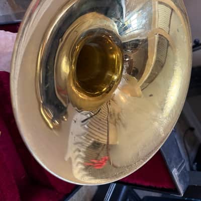 Olds and Sons brand Mellophone, with case and mouthpiece, Made in USA image 11