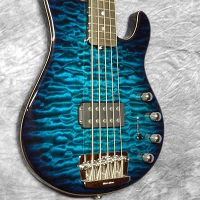 Ernie Ball MusicMan BFR StingRay 5H 20th Anniversary Tahitian Quilt. #6 of 10 StingRay 5H 2007 Tahitian Blue Quilt-Matching Headstock-Tahitian Blue Birdseye Neck image 13