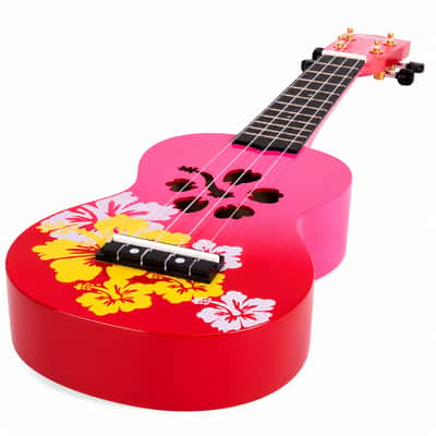 Mahalo MD1-HBRDB Hibiscus Soprano Ukulele. Red Burst image 2
