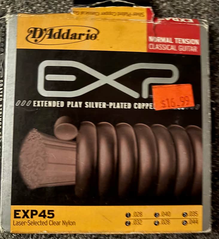 D'Addario EXP45 Silver-Plated Clear Nylon 28-44 Normal Tension Classical Guitar Strings image 1