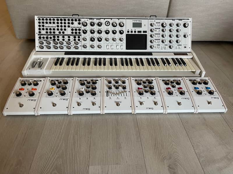 Moog Voyager XL & Moogerfooger Complete Collection (white edition) with lots of accessories White Edition image 1