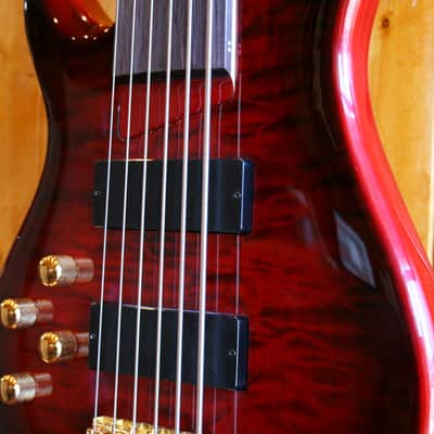 AIO Wolf KTB-6 6 String *Left-Handed *Fretless Bass - Red Burst image 5