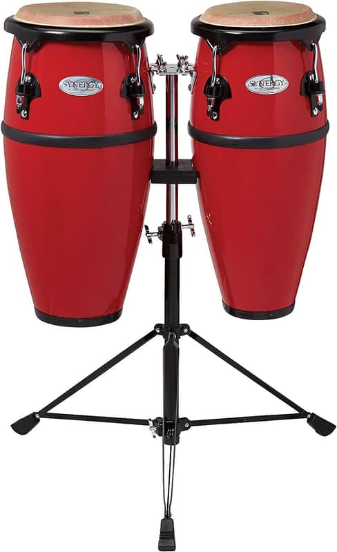 Toca Synergy Fiberglass Jr Child's Conga Drum Set for Kids - Red image 1