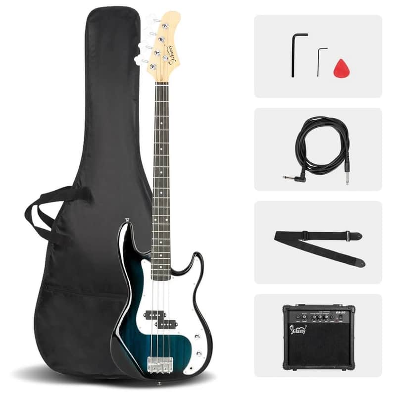 Glarry Right Handed Full Size GP Electric Bass Guitar Bass With 20W AMP US image 1