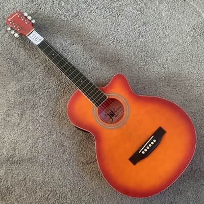 Cherry Burst 38 Inch Acoustic Guitar, ABS Body, Mahogany Neck image 2