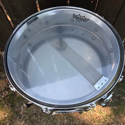Ludwig No. 402 Supraphonic 6.5x14" 10-Lug Aluminum Snare Drum with Rounded Blue/Olive Badge 1979 - 1984 - Chrome-Plated image 12