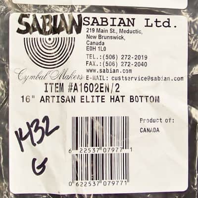 Sabian Artisan Elite 16" Hi Hat Cymbals/Model # 1602EN/New with Warranty image 9