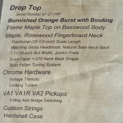 Tom Anderson Drop Top Orange Burnished Burst with Bindings image 14