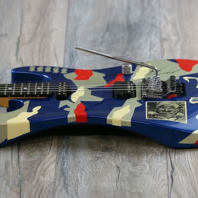 Vintage Signed Twice! ESP Kamikaze II George Lynch Signature 1988 Blue Camo + OHSC image 4