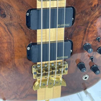 1998 Alembic Stanley Clarke Signature Standard Bass Natural Flame Walnut Short Scale image 10