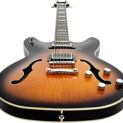 Hagstrom HSVIDLXBA18 Electric Guitar, Viking Baritone DLX, Tobacco Sunburst image 3
