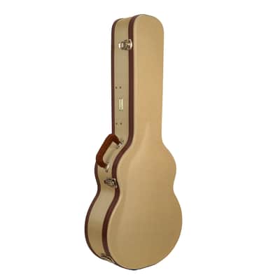 Crossrock Master Series- Wooden OM/Martin 000-14 Fret Acoustic Guitar Case- Security Lock, Genuine Leather Handle, Reinforced Hardware, Metal Feet, Storage Space- Fabric Tweed image 2