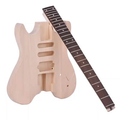 Unfinished DIY Electric Guitar Kit – Basswood Body, Maple Neck, No Headstock, 5-Way Pickup Switch image 3