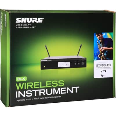 Shure BLX14R/B98 UHF Wireless Microphone System - Perfect for Brass, Woodwinds, Percussion - 14-Hour Battery Life, 300 ft Range | Clip-on Instrument Mic, Single Channel Rack Mount Receiver | H10 Band image 2