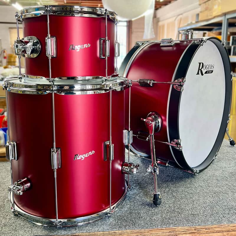 ~WOW!~ Rogers Tower Series 3-Piece 12/14/20 Drum Kit Set in Satin Candy Apple Red image 1