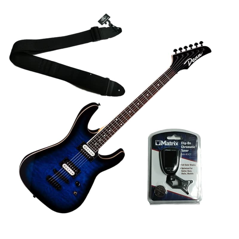 Dean Modern X electric GUITAR Trans Blue Burst - NEW w/ Tuner + Strap image 1