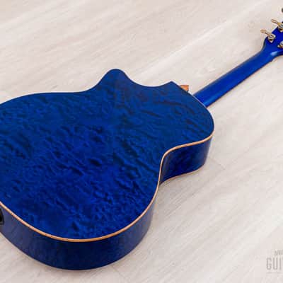 2023 Taylor Custom Grand Auditorium Acoustic Electric Guitar Trans Blue w/ Lutz Spruce + Quilted Maple image 17