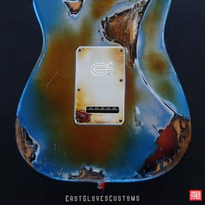 Fender Stratocaster 50th Anniversary Pelham Blue/Amber Paisley Made in USA Heavy Aged Relic image 13