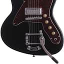 Silvertone 1478 Offset Solid Body Electric Guitar with Bigsby Trem, Black