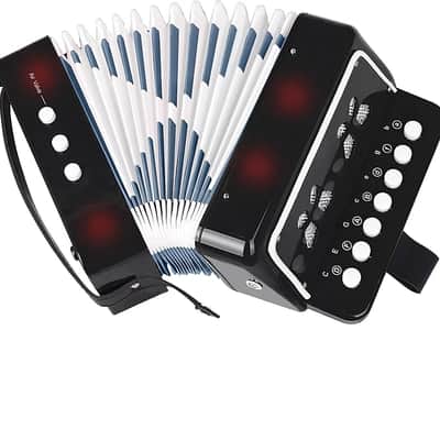 Kids Accordion,Toy Accordion for Kids Ages 3 5 9 7 10 12 Child Children Toddlers Beginners Mini Accordion Musical Instrument 10 Keys Button Small for Boy Girls Christmas(Black) image 2