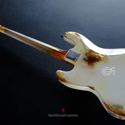 Fender Jazz Bass Vintage White Gold Edition Heavy Aged Relic by East Gloves Customs (RARE) image 12