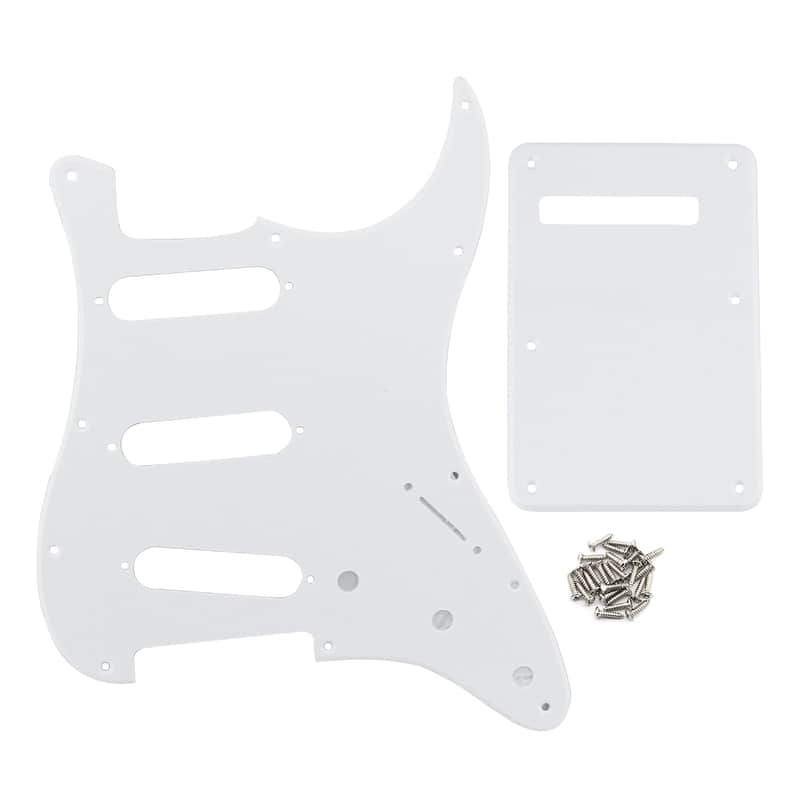 SSS 11-Hole Electric Guitar Pickguard with Backplate and Pickguard Screws Set for ST Style Guitar Part,1Ply White image 1