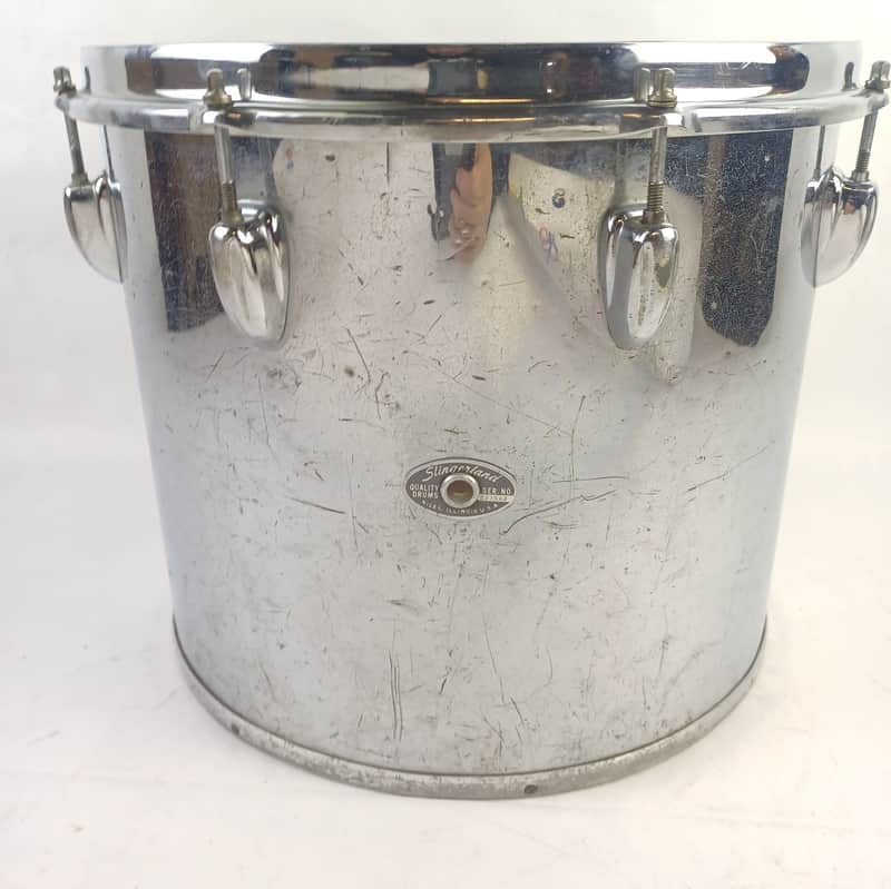 *Slingerland 12x14" 3Ply Chrome Over Wood Concert Tom Drum 70s Marching Quad COW image 1