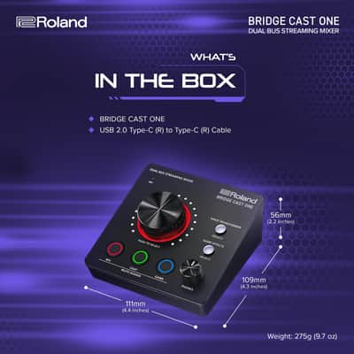Roland BRIDGE CAST ONE Dual Bus Streaming Mixer | Compact Audio Streaming Mixer | For Online Gamers & Content Creators | 32-Bit Hardware DSP | USB-C Windows and Mac Connectivity | XLR Mic Support image 3