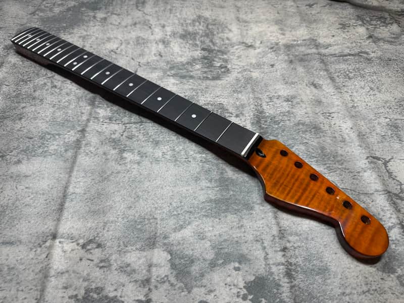 BMC Guitar Neck Strat® Stratocaster® 22 Fret Roasted Tiger Flame Maple With Rosewood Fingerboard 9.5 Radius.   (SN108) image 1