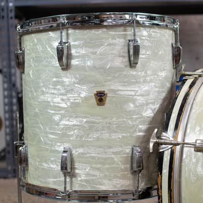 1950s 1960s Ludwig/WFL "Super Beat" White Marine Pearl Drum Kit image 2