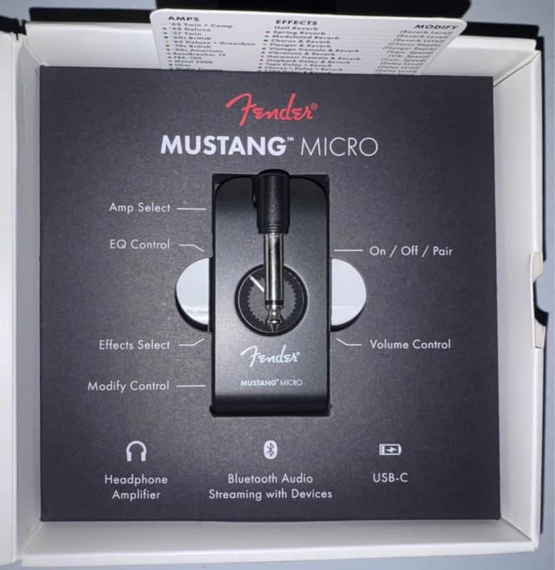 Fender Mustang Micro Guitar Headphone Amp 2021 - Present - Black image 1