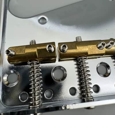 Left Handed Chrome Tele Style Guitar Ashtray Bridge with Brass Saddles image 3