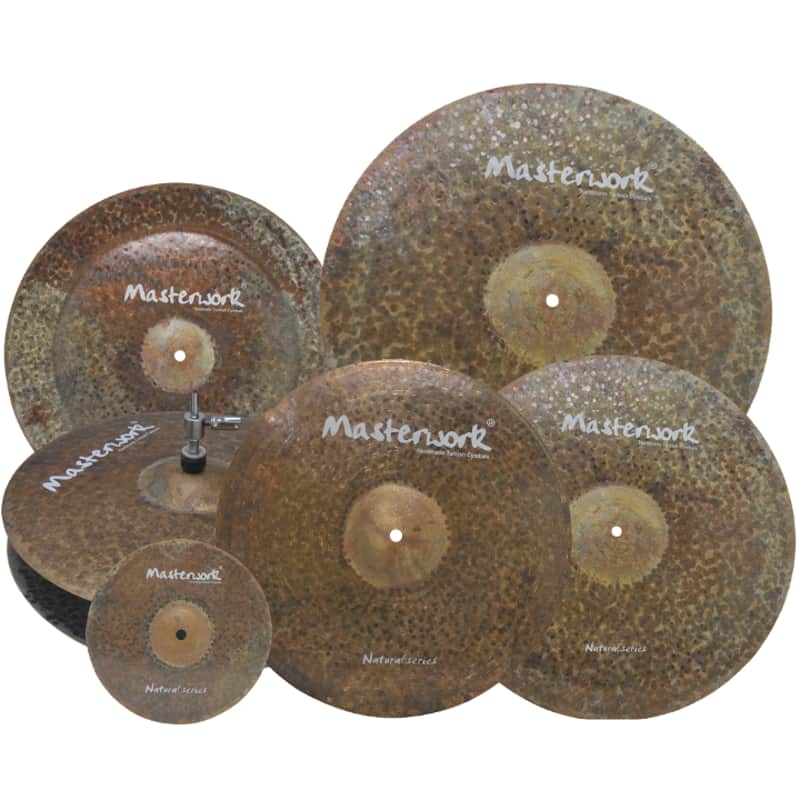 Masterwork Natural Series 6pcs 14" Hi-Hat - 16" - 18” Crash - 20" Ride - 18 China - 8" Splash Cymbal Set image 1