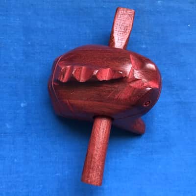 Handmade 3" x 2" Mini Frog Reco-Reco Handmade in Pau-Brasil Natural Brazilian Wood image 3