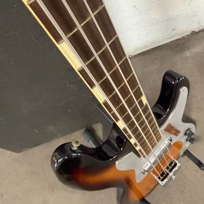 Vintage RARE MIJ Teisco Kingston Model 670 Bass w EZ-Pak Hard Case 1964 Japan - Sunburst image 5