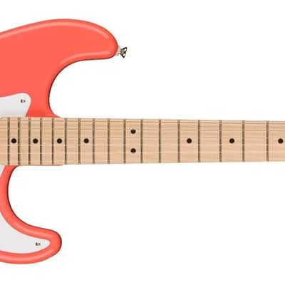 Squire Sonic Stratocaster Electric Guitar, Tahitian Coral, Maple Fingerboard, White Pickguard image 1