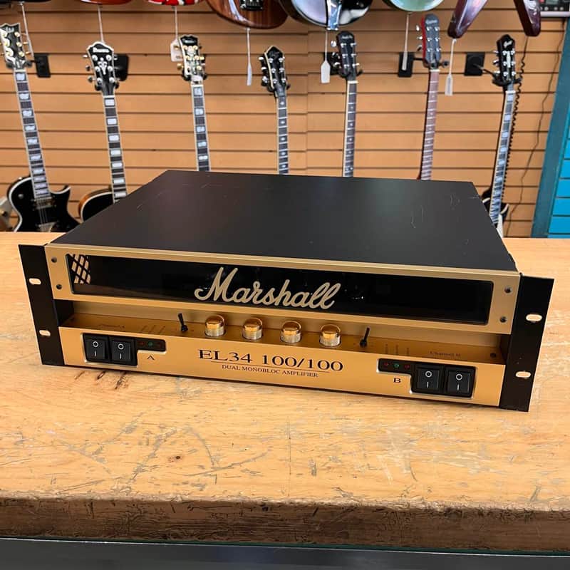 Marshall EL34 100/100 Dual Monoblock Rackmount Power Amplifier - Black and Gold image 1