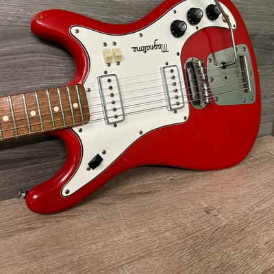 1965 Magnatone Tornado X-15 Red Sparkle Electric Guitar with Hard Case #2687 image 13