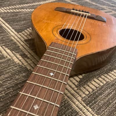 1800’s Era No-Name Mini Travel Guitar Round Body W/Pyramid Bridge Late 1800’s - Real Relic image 9