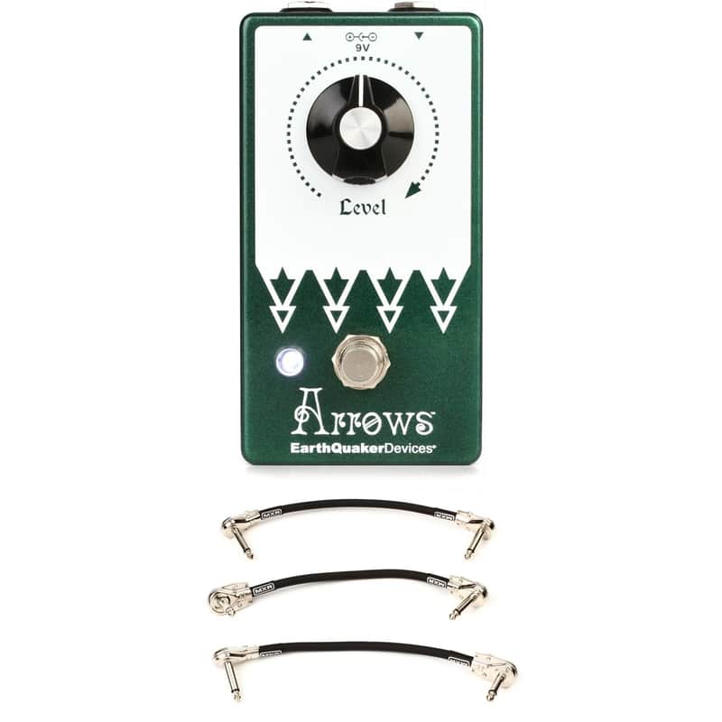 EarthQuaker Devices Arrows V2 Preamp Booster Pedal with 3 Patch Cables image 1