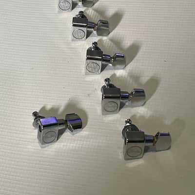 1990's Fender Logo Schaller Stratocaster Guitar Chrome Tuners Tuning Pegs 6 In Line image 3