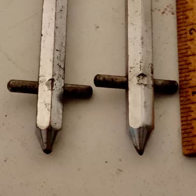 Rogers 2x Hex Spurs Bass Drum Legs Chrome Vintage60s Powertone Cleveland USA Set image 3