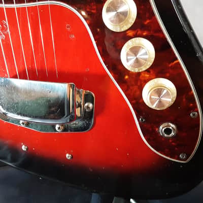 Harmony Holiday Model 1478, Rare & Vintage, Made in USA, Solid Body Electric Guitar 1965 Red Burst image 8