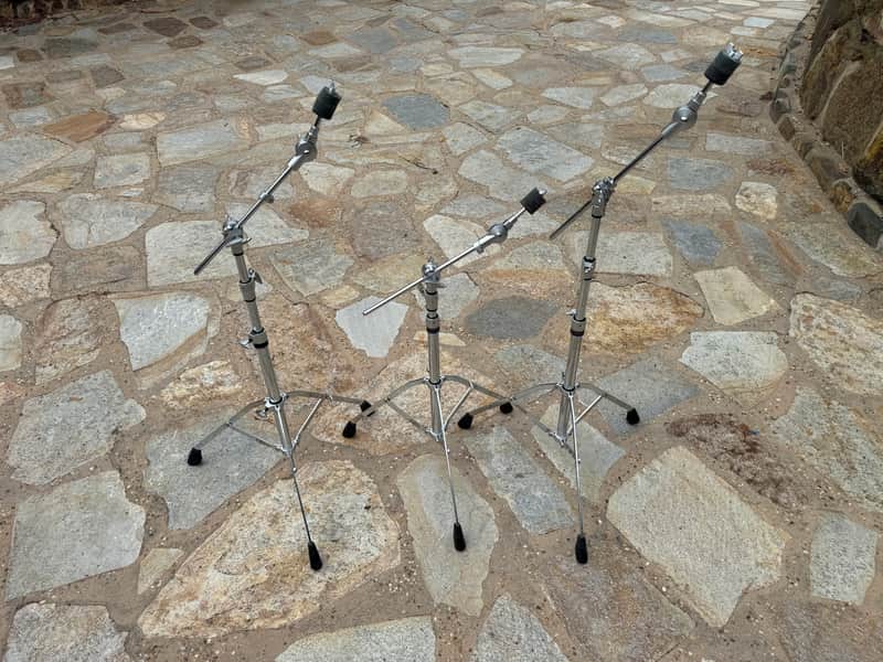 THREE PACK Yamaha CS-755 700 Series Medium Weight Single-Braced Boom Cymbal Stand 2010s - Chrome image 1