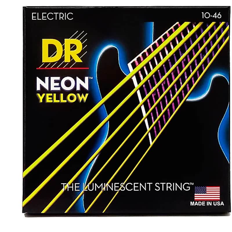 DR Strings NYE-10 Hi-Def Neon Electric Guitar Strings. Yellow 10-46 image 1